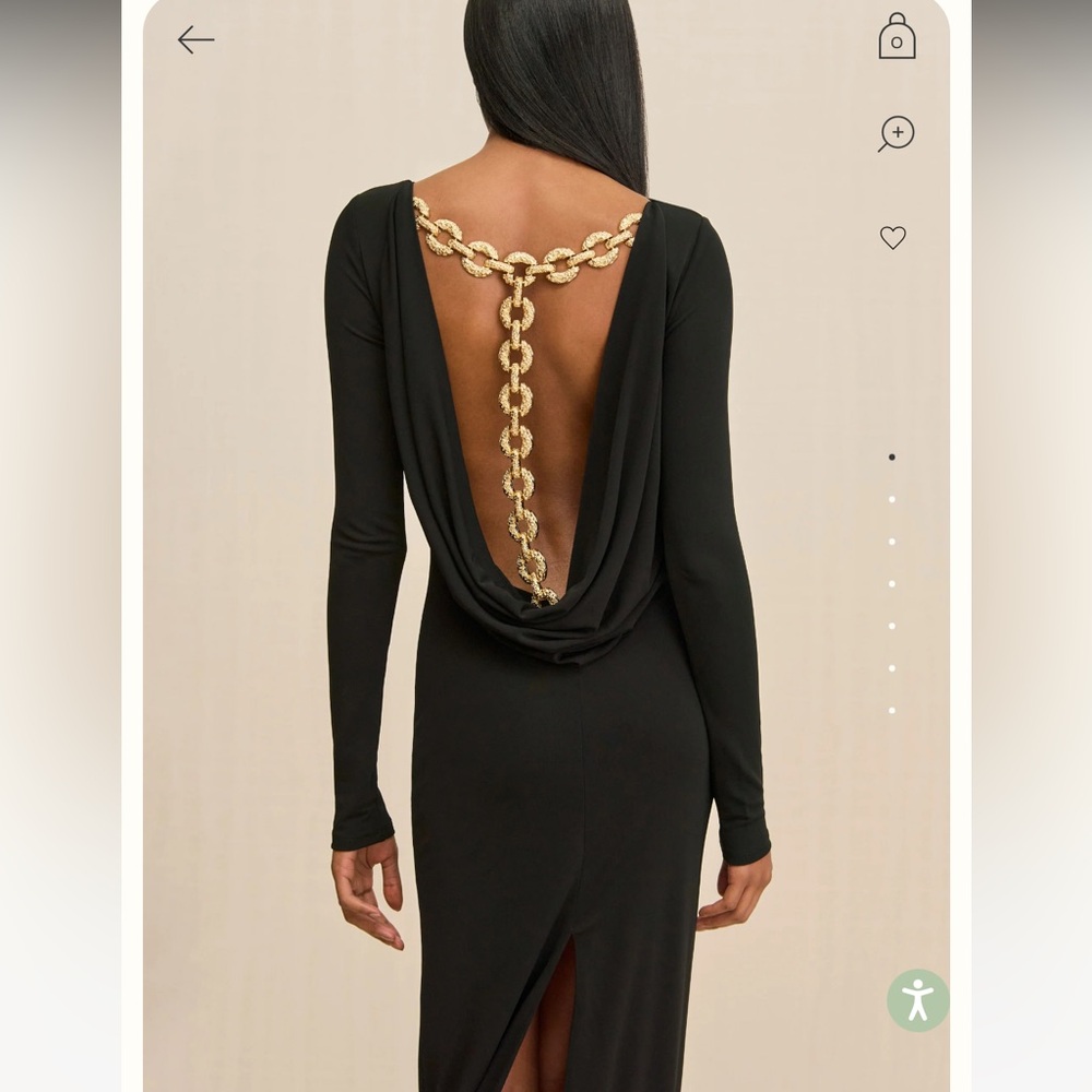 Cult Gaia Black Dress with Gold Chain Back